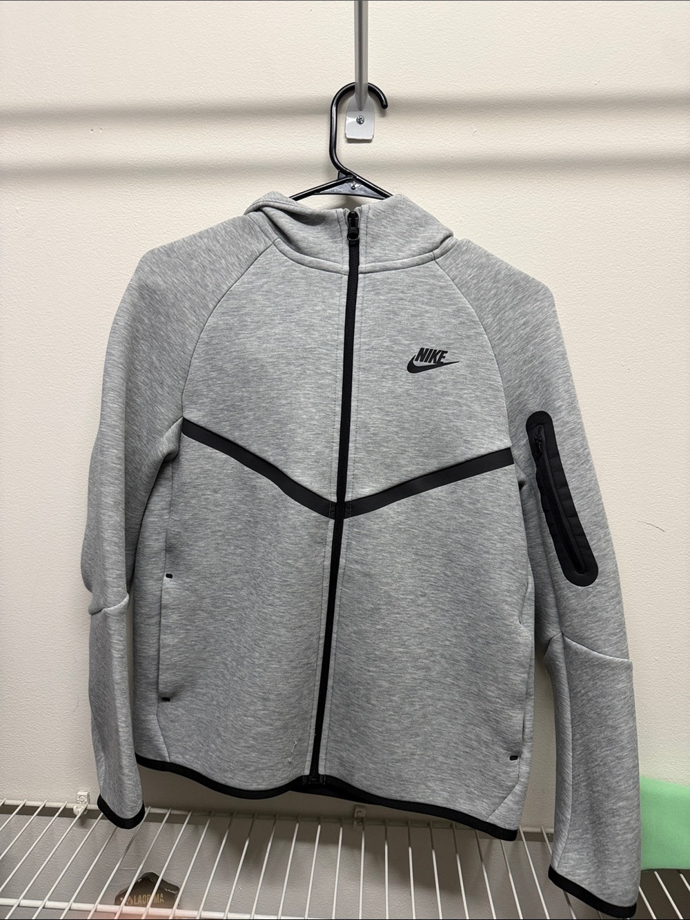 Nike tech light Gray Full-Zip Hoodie with Black Trim